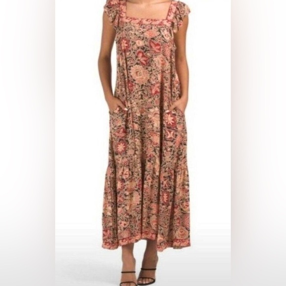 Anthropologie Love the Label Maxi Dress Size Small Love Sam Jaipur floral boho - Picture 11 of 11